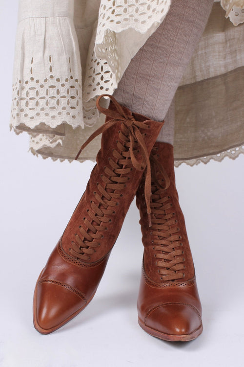 1900s Edwardian Style Boots - Brown - Victoria