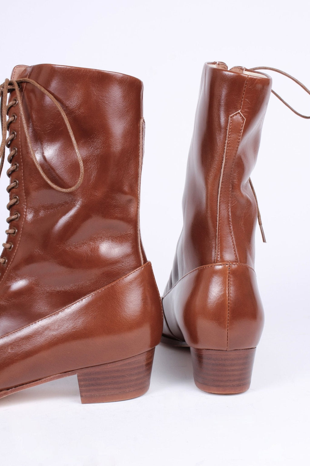 1910s Everyday Lace-up Boots - Cognac Brown - Ruth