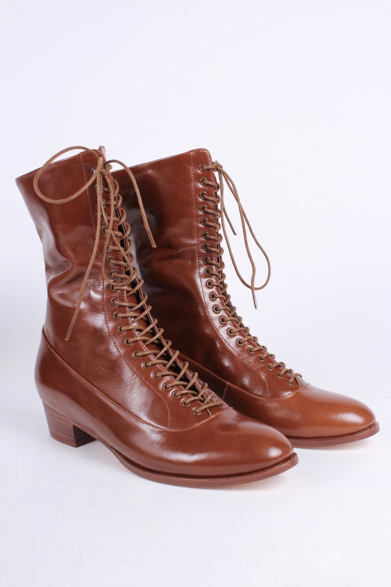 1910s Everyday Lace-up Boots - Cognac Brown - Ruth