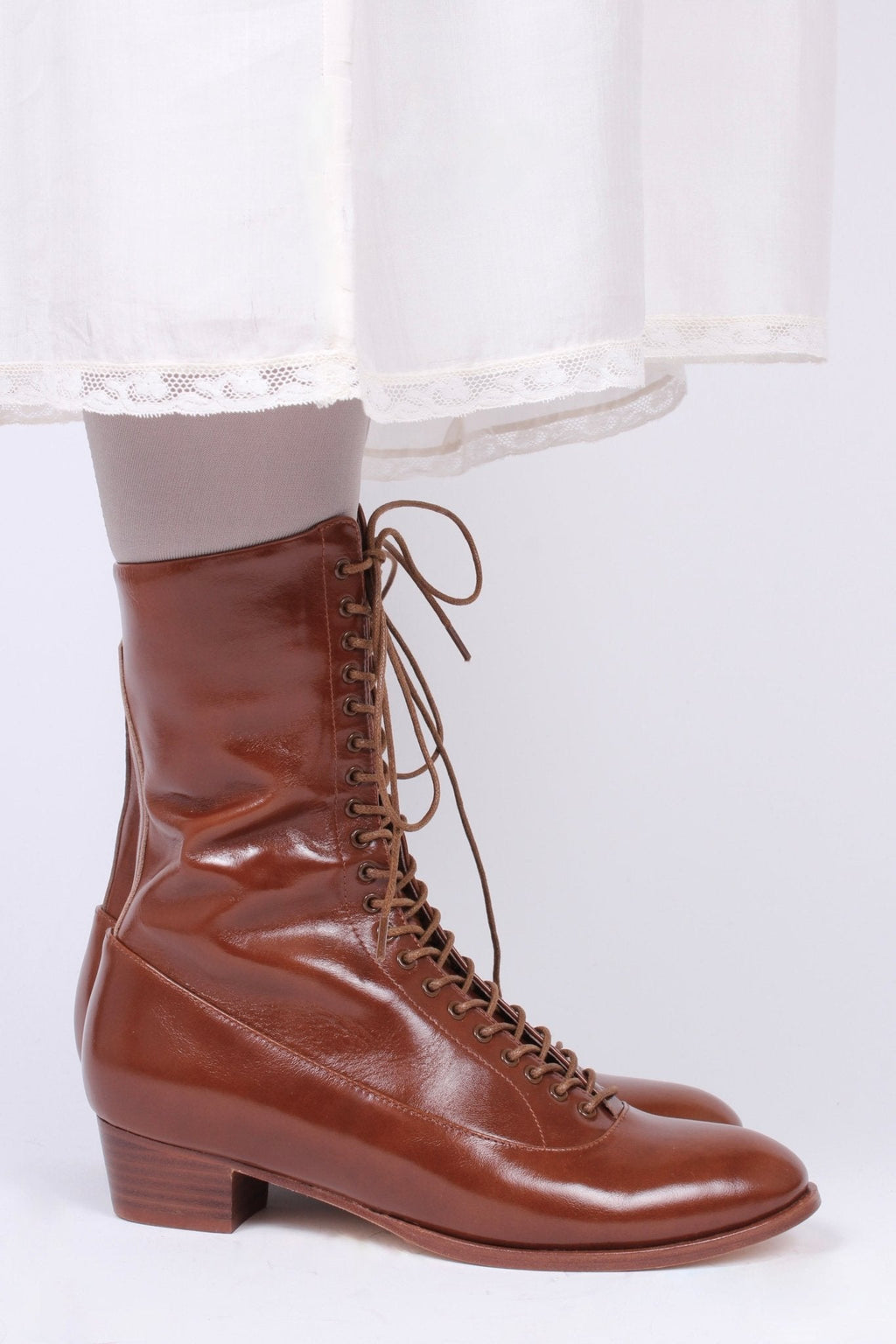 1910s Everyday Lace-up Boots - Cognac Brown - Ruth