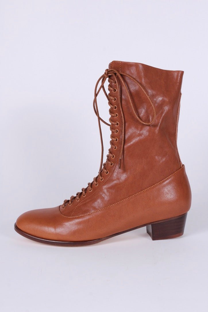 1910s Everyday Lace-up Boots - Light Brown - Ruth