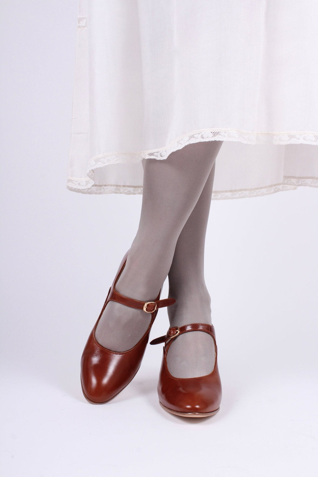 1920's inspired Mary Jane pumps - Cognac brown - Yvonne