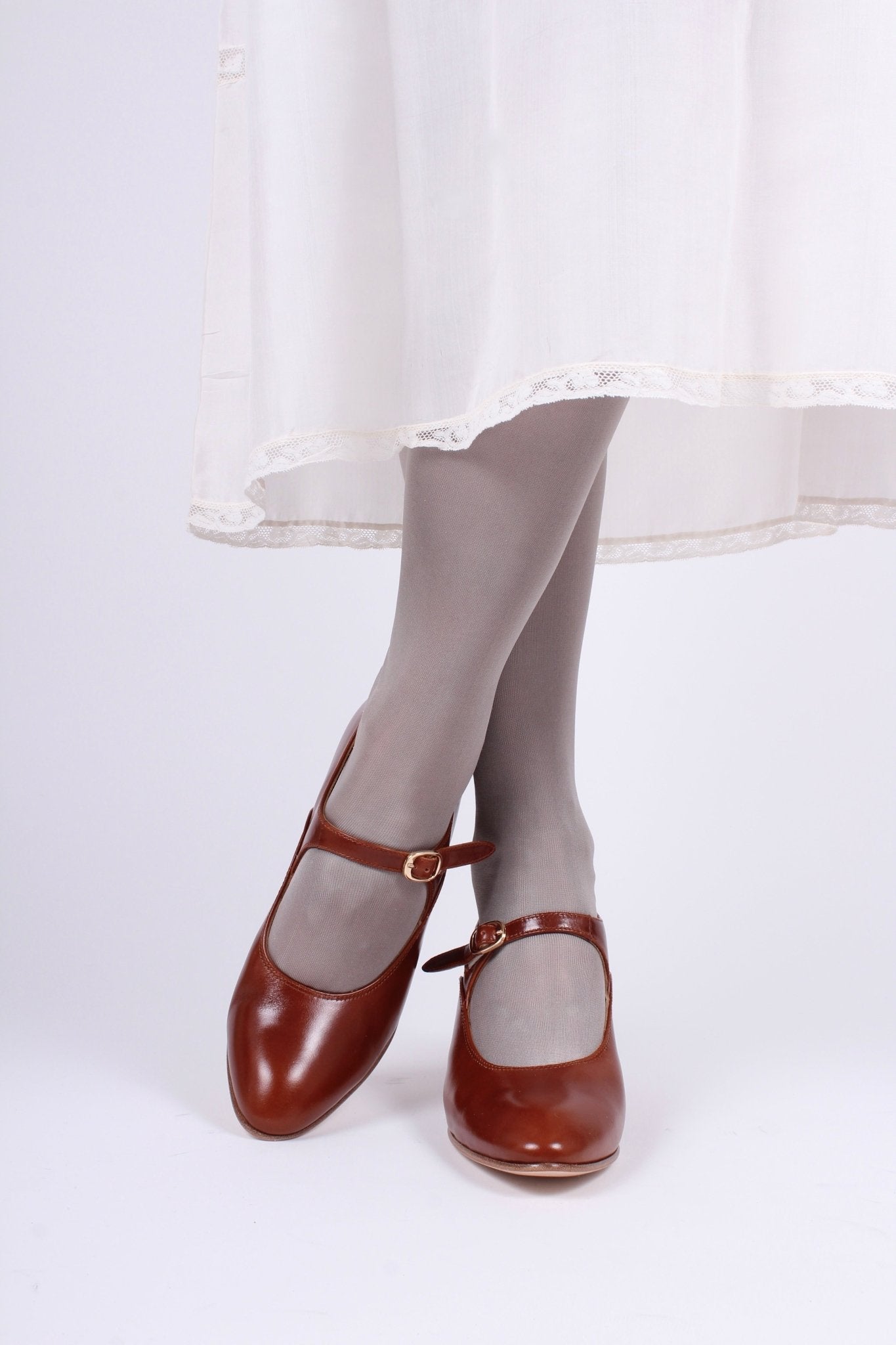 1920's inspired Mary Jane pumps - Cognac brown - Yvonne