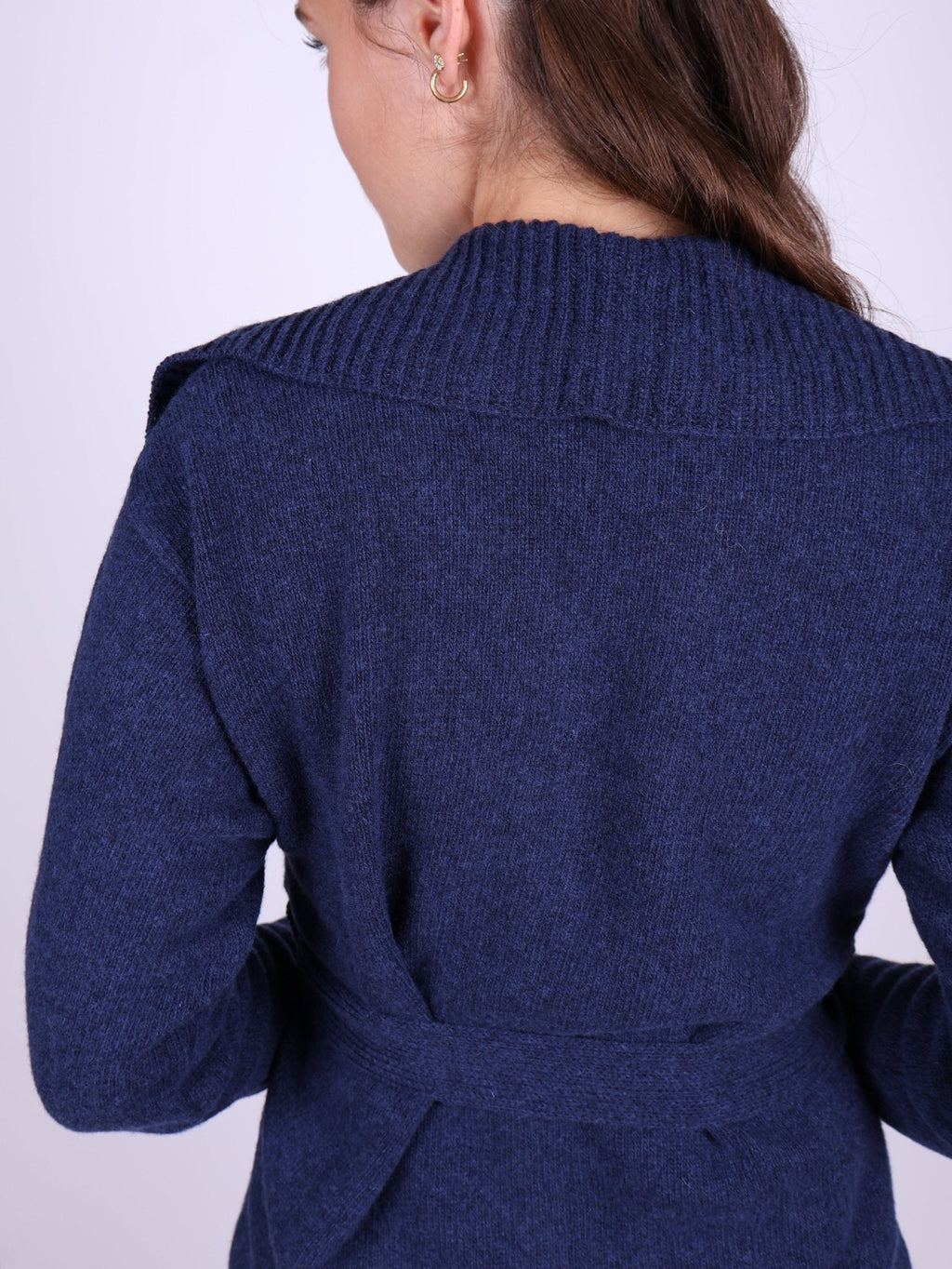 1920s style cardigan with big collar - Blue melange - Pearl