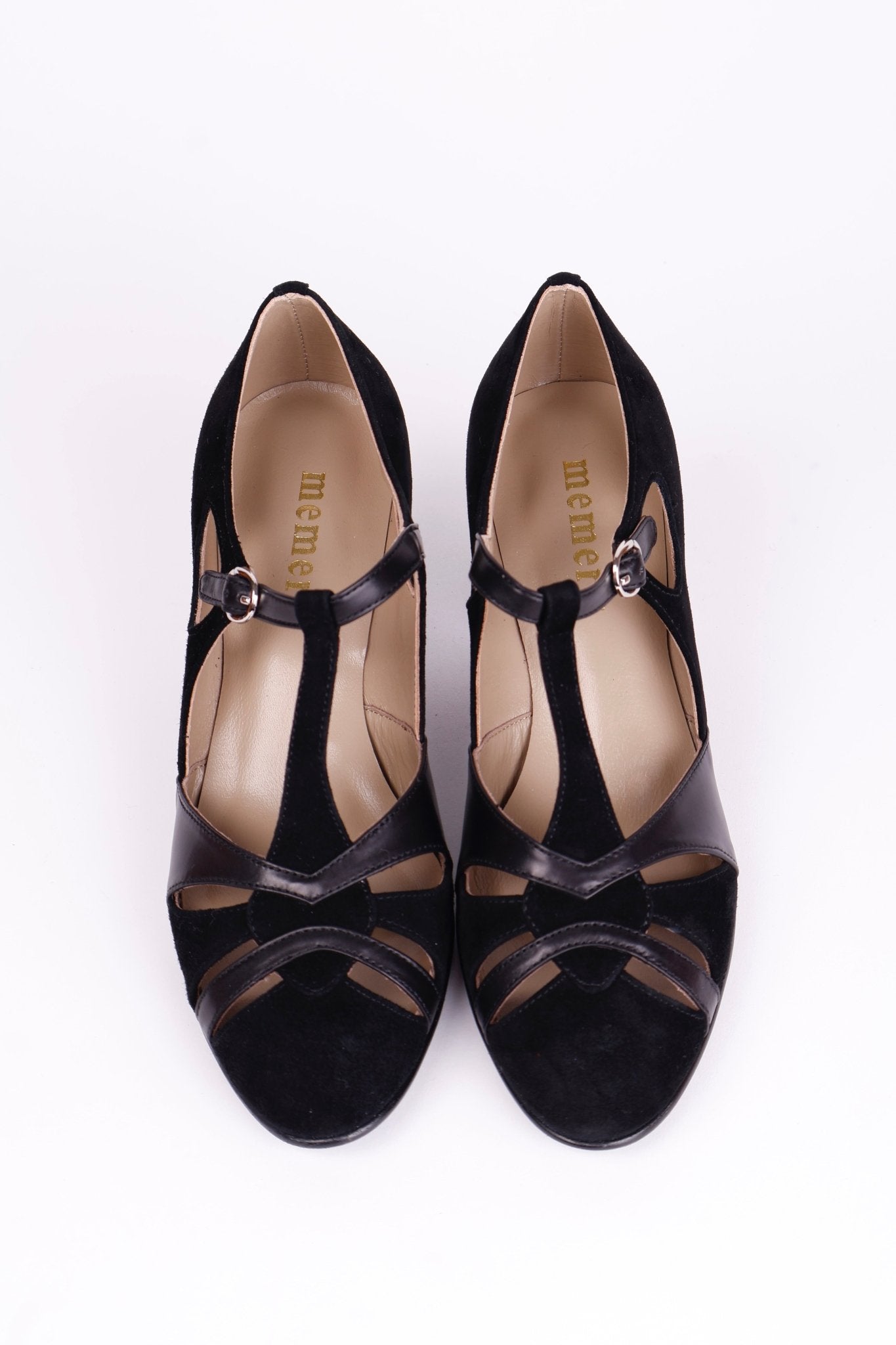 1930s evening shoe with T-strap - Black - Wilma