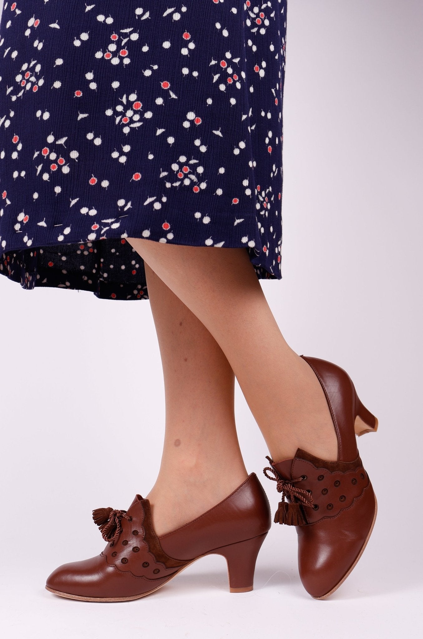 1930s everyday Oxford heels with tassels - Brown - Mildred