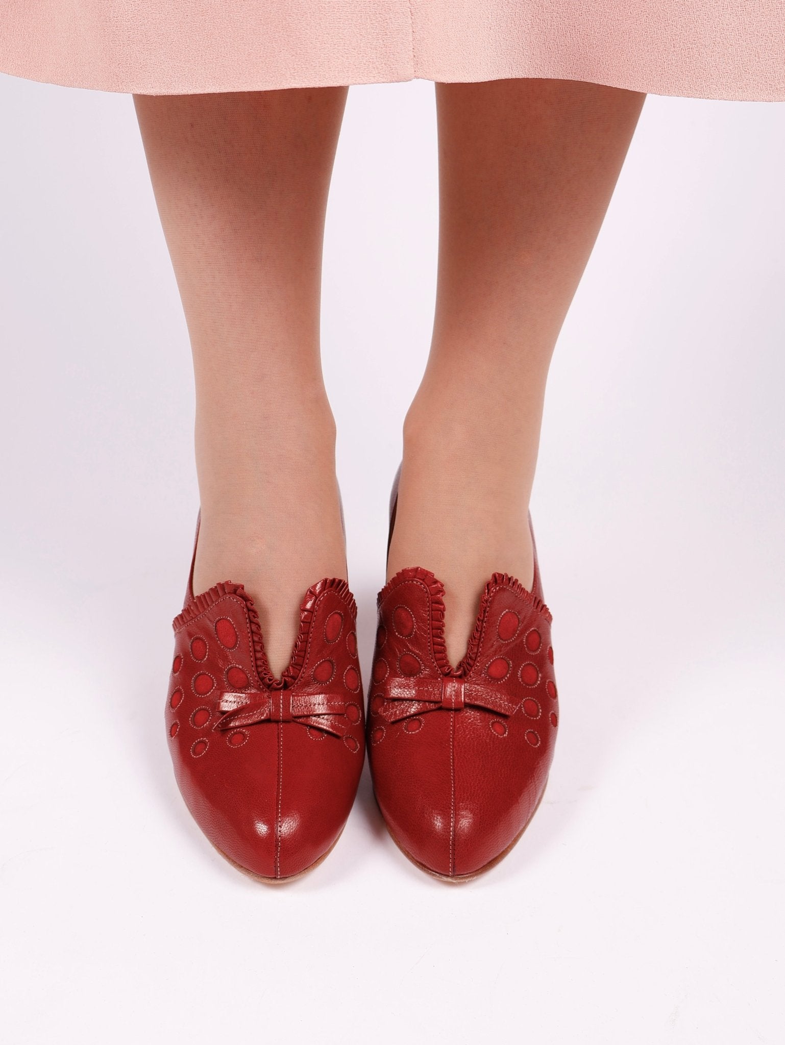 1930s pumps with decorations in suede - red - Stella