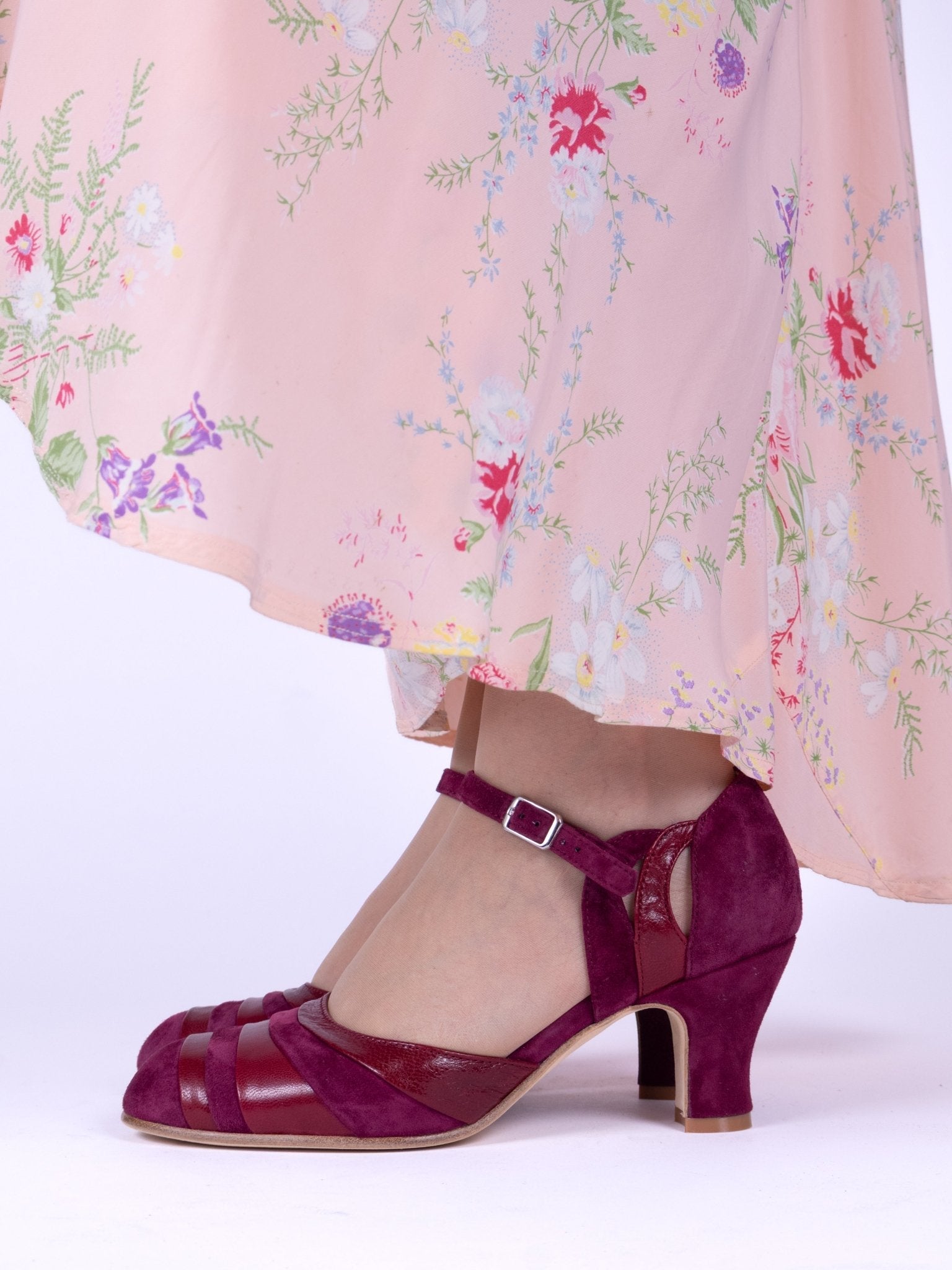 1930s two-tone evening shoes - Burgundy - Thelma