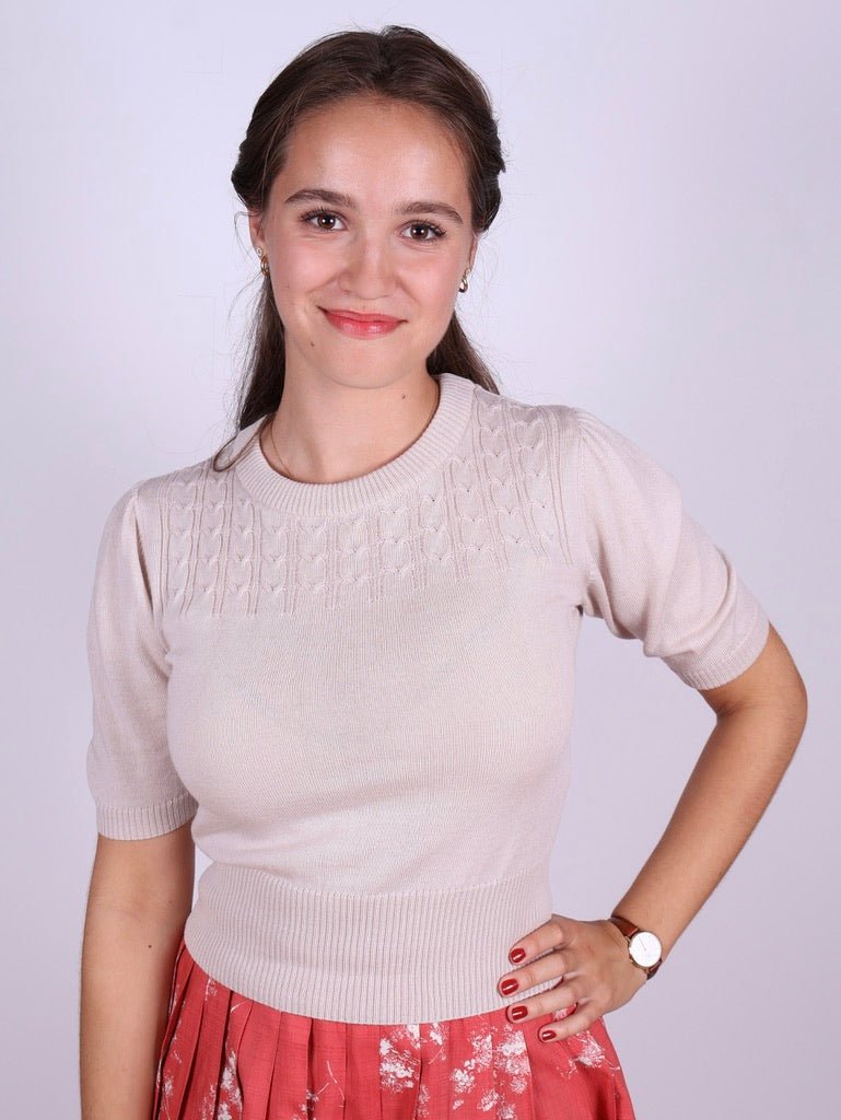 1940s / 1950s style short-sleeved pullover - Cream - Sally