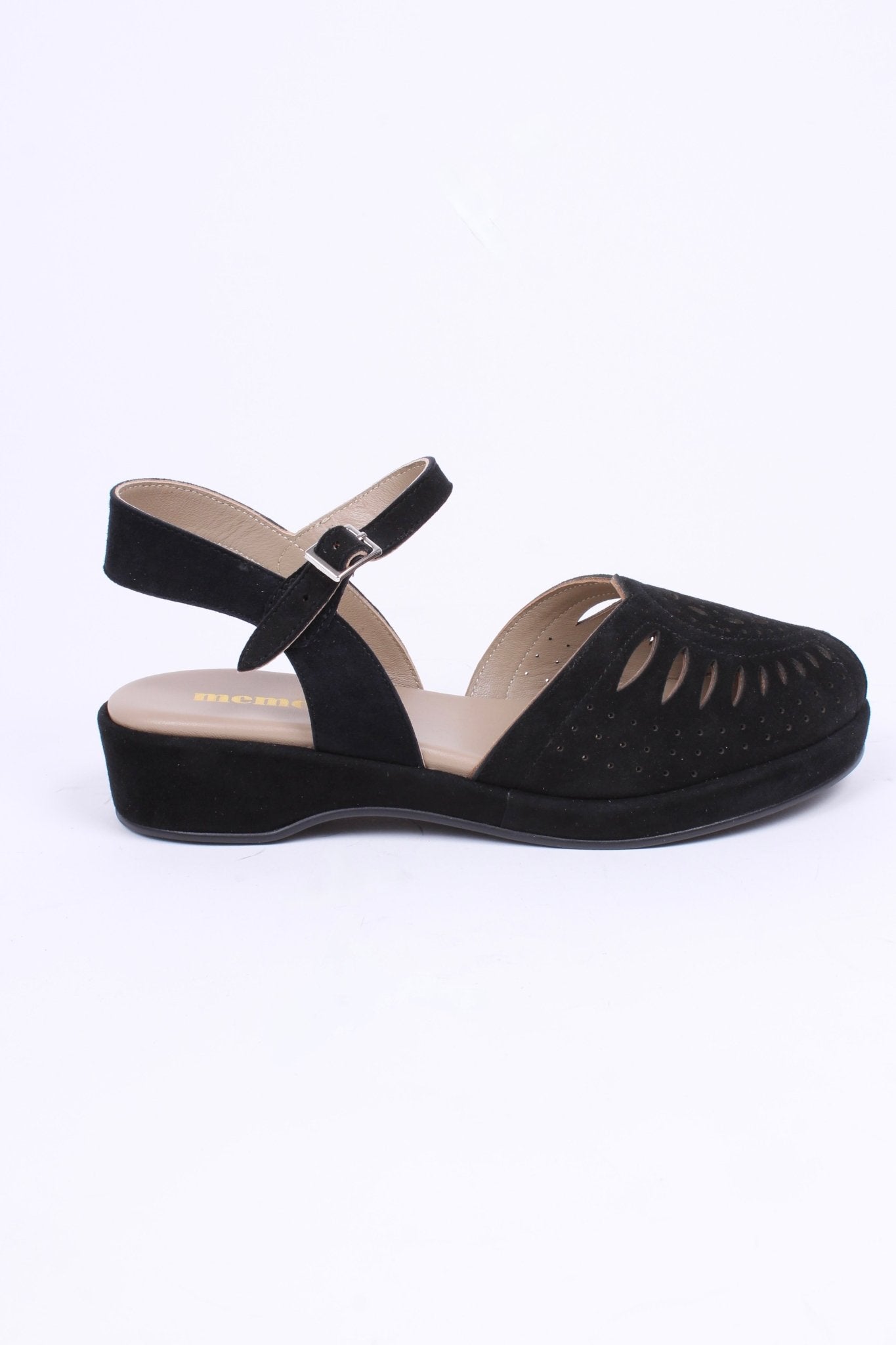 1940s / 50s suede wedge sandals - Black - Ella