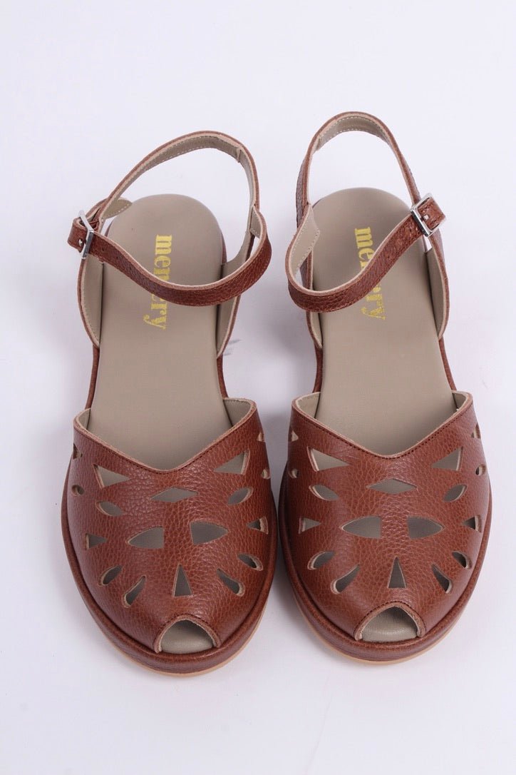 1940s / 50s summer wedge sandals - Brown - Sidse